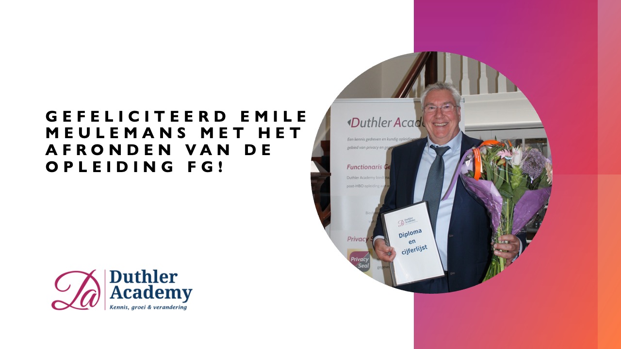 Gefeliciteerd Emile Meulemans met het afronden van de Opleiding FG￼